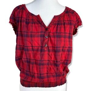 ⭐️OLD NAVY Short Sleeve Tartan Plaid Blouse